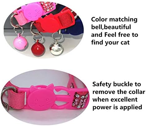 Thain Basic Ajustável Cole Cat Bling Diamond Breakaway com Bell For Kitten Girl Boy