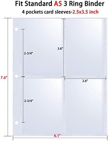 Mangas de cartões de negociação de 50 pacote 400 2,5x3.5 , protetor de página de 4 6,1x7,6, protetor de página de 4,6,6 , folhas