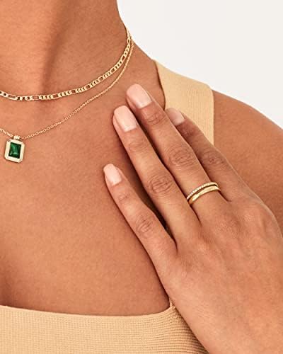 Pavoi 18K Batilhado de ouro de ouro anéis de empilhamento duplo para mulheres | Banda de Eternidade de Ouro para Mulheres