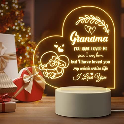 Presentes de Elequaint para vovó, presentes de aniversário da vovó, presentes do dia das mães para a avó de netos, luz noturna de acrílico gravado, ideia para os avós de Natal