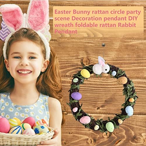 No papel escuro, formato artesanal Rattan Rabbit Rattan Diy Wreath Decoration Pingente dobrável Pingente de Rabbit Grinalh Wreath