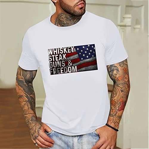 Camisas patrióticas para homens casuais 4 de julho de manga curta camisas musculares de moda redondo pescoço solto tshirts de