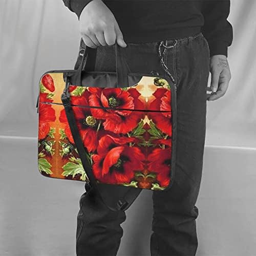 Linda bolsa de laptop de ombro portátil de flor vermelha/bolsa de computador com alça superior