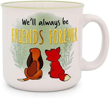 Disney Fox e The Hound Friends Forever Ceramic Camper Caneca | BPA Free Travel Coffee Cup para café expresso, cafeína,