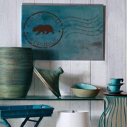 Decoração do estilo de selo da República da Califórnia Estêncil Melhores estênceis grandes de vinil para pintar em madeira, tela, parede, etc.-xs | Material de cor azul brilhante