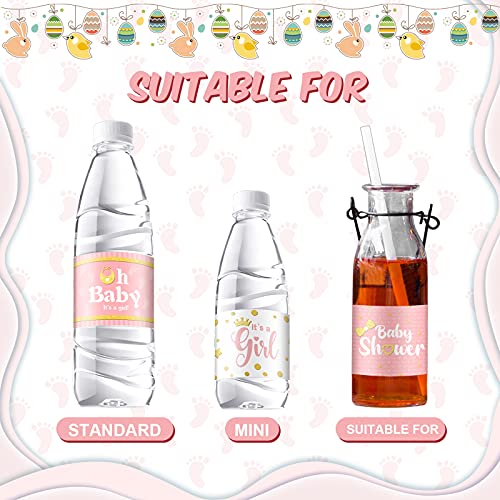 39 peças Rótulos /adesivos de garrafa de água do chá de bebê Wrappers Rótulos à prova d'água para decoração de festa