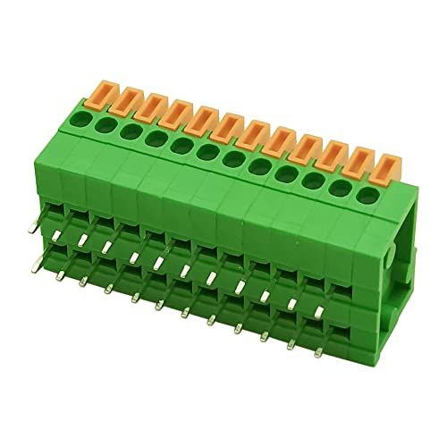 Yaniutc 2,54 mm Pitch 23 pino PCB Conector de bloco de terminal Mola de mola de mola para fiação Liga de cobre Arduino