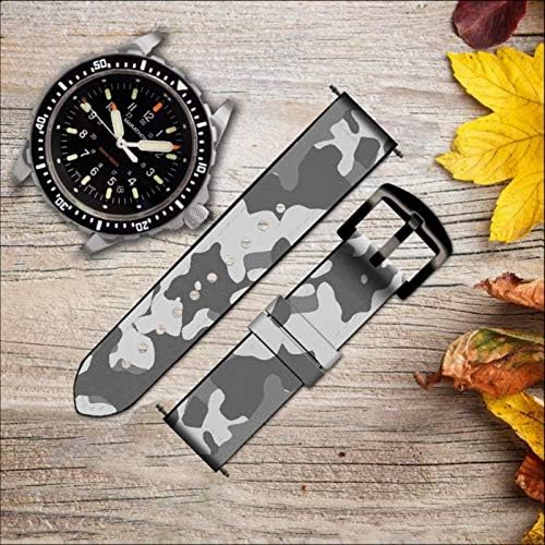 CA0240 CAMO CAMO CAMOFLAGEM Graphic Impresso Couro e Silicone Smart Watch Band Strap for Wristwatch Smartwatch Smart Watch Tamanho