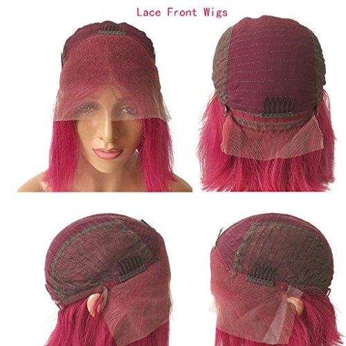 Cor vermelha 13x6 renda frontal perucas de cabelo humano para mulheres perucas de cabelo humano virgem brasileira com cabelos