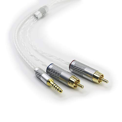 Newfantasia 4,4mm Male equilibrado para 2 RCA Male Dual RCA RCA Adaptador de áudio masculino Compatível com Sony