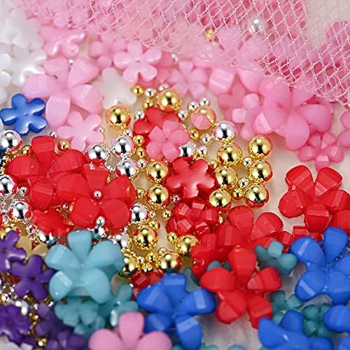 5g/bolsa cinco pétalas florestas de unhas decoração de estilo japonês mini resina jóias de jóias de unhas de flor de tamanho misto de strings acessórios -)