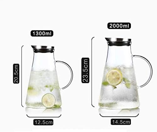 Chaiodengzi Cup 1,3 l/litro jarra de água jarra de vidro jarra de vidro Borossilicate jarra com jarra de chá de gelo de tampa Doca -de -água para chá gelado e suco - BPA Free H/Código do produto: