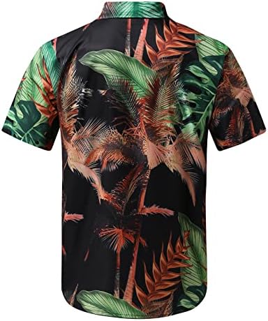 Zdfer folhas masculinas Camisas casuais de flores para baixo de manga curta Camisa havaiana de verão Casual de férias de camisa