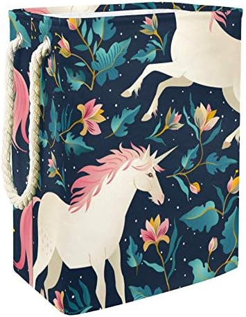 Indicultor bonito Unicorns Pattern 300d Oxford PVC Roupas impermeáveis ​​cestas de roupas grandes para cobertores Toys
