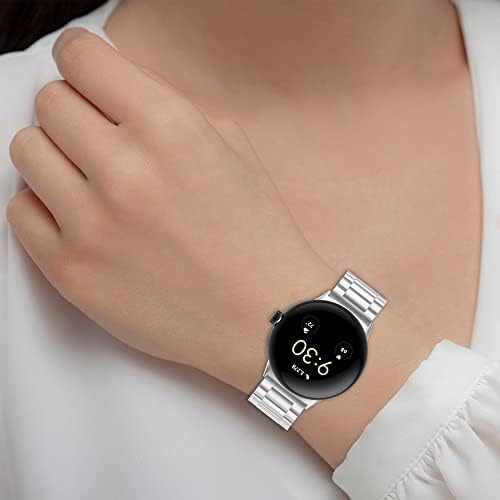 Ruentech Compatível com bandas de relógio do Google Pixel, pulseira de aço inoxidável de reposição pulseira de metal ajustável para o Google Pixel Watch