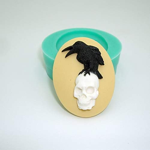 F S Brand Silicone Mold Raven no crânio Cameo flexível para artesanato, jóias, resina, scrapbooking, argila de polímero