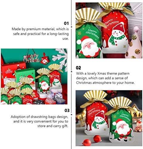 Bolsas de chocolate de Natal bolsa de cordão: bolsas de embrulho de doces de natal nougat bolsa de embalagem bolsa verde de assado verde saco de cordão para armazenamento de doces de festa 9. 04x5. 89x2. 36in