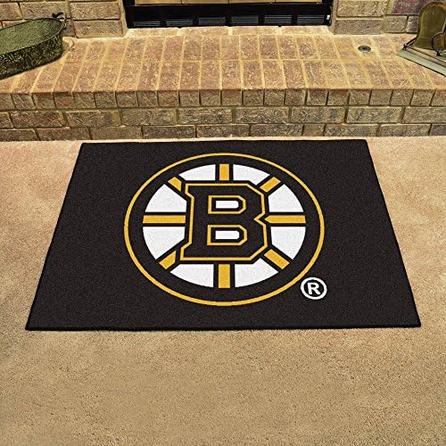 Fanmats 10494 Boston Bruins Ulti -Mat Rug - 5 pés. x 8ft. | Tapete de área de fãs de esportes, tapete de decoração de casa e tapete de utilização não autorizada