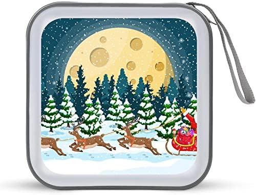 Christmas Santa Cookie Moon CD Case de plástico DVD Solutista portátil Bolsa de organizador de armazenamento portátil para
