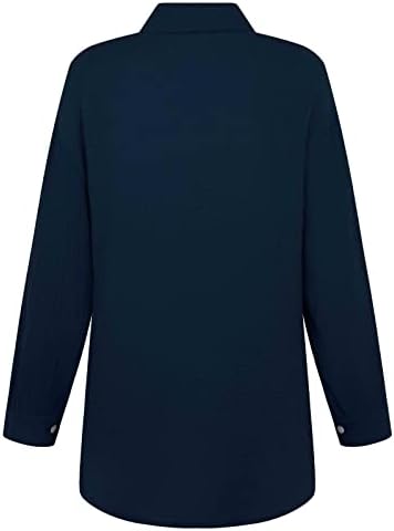 Camisas de manga comprida de algodão feminino botões de lapela de tamanho grande para baixo blusas de cor de cor