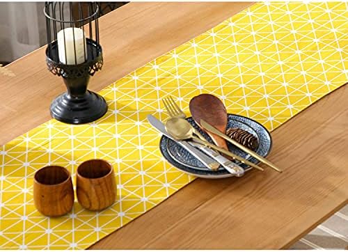 XionGrida Table Runner Runners de linho de algodão amarelo com borla