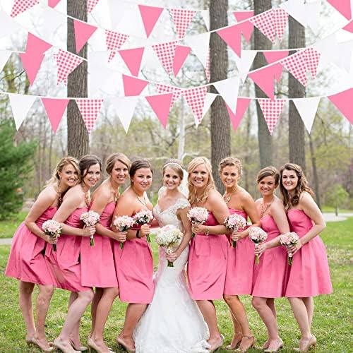 32 pés de ginástica xadrez de 32 pés de ginástica Triângulo Gingham Triangle Bating Bunting Garland Freamers Para casamento