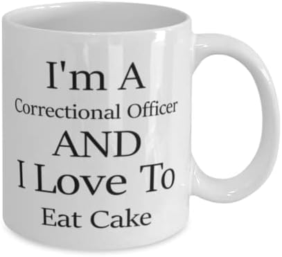 Oficial Correcional Caneca, sou um oficial correcional e adoro comer bolo, idéias de presentes exclusivas para novidades para
