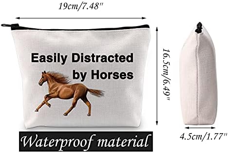 Jniap Horse Lover Gift Facilmente distraído por cavalos Kit de sobrevivência de Menina Equestre Cosmética Bolsa de Maquiagem