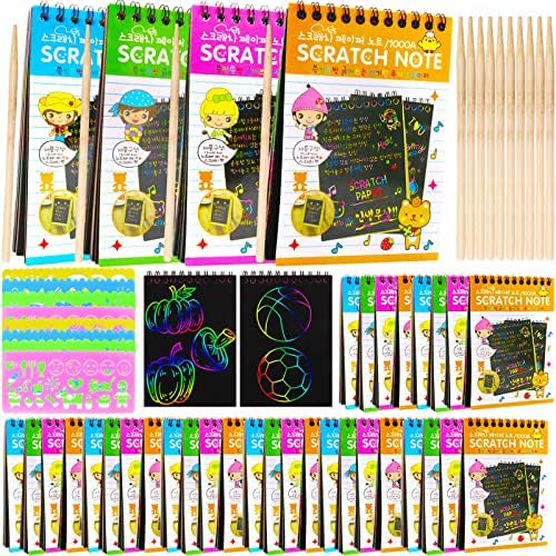 36 PCS Scratch Notebooks, Rainbow Scratch Paper Notes, Kids Scratch Art Desewing Notebook para o Dia da Chlidren,