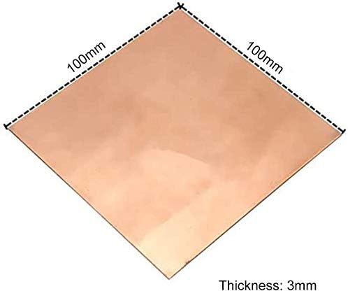 Folha de cobre Nianxinn Pure Copper Metal Sheet Folha de folha de jóias, 3 mm x 100 mm x 100 mm pura folha de cobre