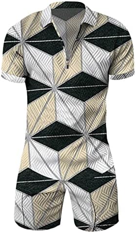 BMISEGM Summer Men ters Slim Fit Mens Camisa e shorts casuais de manga curta Duas peças de traje de verão dos anos 1930 para