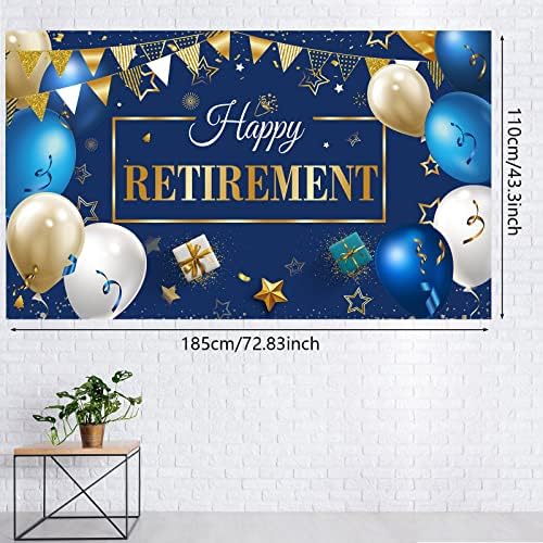 Decorações de festas de aposentadoria feliz BLULU, tecido extra grande de aposentadoria de aposentadoria Banner Booth Backdrop Background