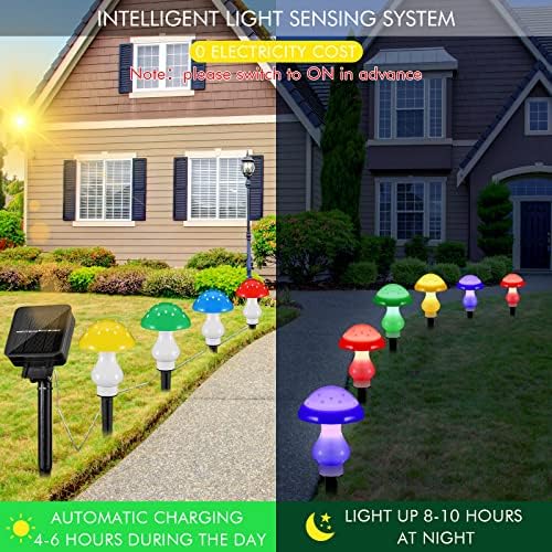 16 PCs Luzes de cogumelos solares decoração de arbítrio ao ar livre Atualizada 8 modos de iluminação LED LUZES DE COMUMOLO DE COMUMO DE COLAR