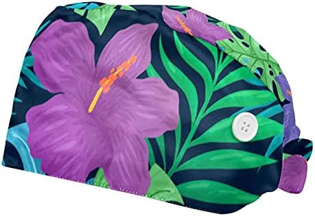 Flores de aquarela do verão tropical Chapéus unissex ajustáveis, bonés de trabalho com botões e banda de suor