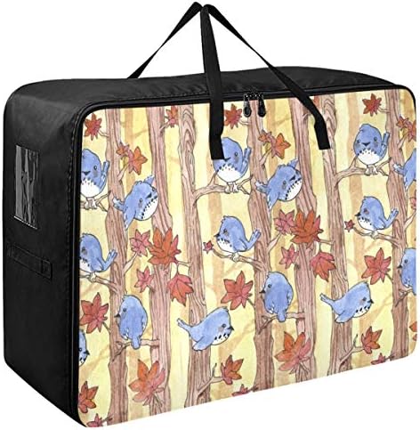 Bolsa de armazenamento de roupas emelivor forço para colcha - Bolsa de organizadores de pássaros florais de grande capacidade com cesto de armazenamento de decoração para zíperes para quarto