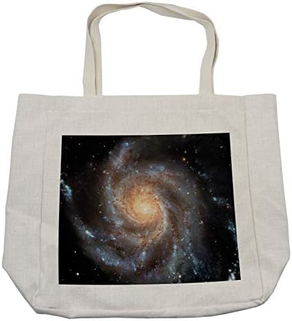 Bolsa de compras de Ambesonne Galaxy, estrelas no Galaxy Spiral Planet Espaço Externo Nebulosa Astronomia Tema Impressão Impressão,