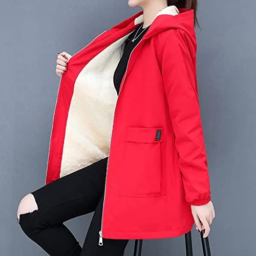 Trench de capuz de feminino casacos de garotas adolescentes com capuz de lã de lã de lã Jacket Fall Winter Winter quente manga longa de bolso de bolso