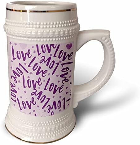 3drose roxo amor e corações Padrão - 22oz de caneca de caneca