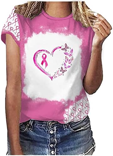 Camisetas de conscientização sobre câncer de mama para mulheres mangas curtas Crewneck camiseta rosa camiseta tampa camisas