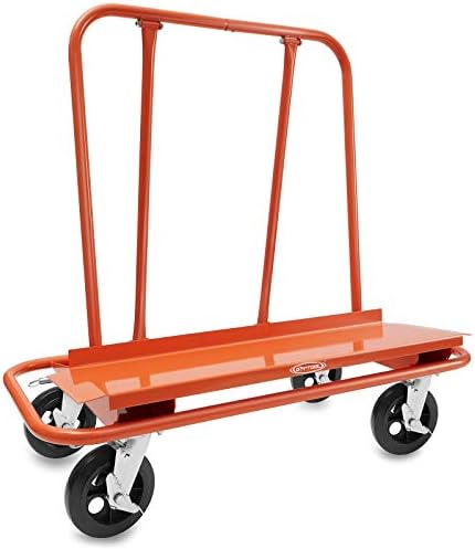 GYPTOOL Drywall Shep Sheet Cart & Painel Dolly com 4 rodas giratórias - laranja