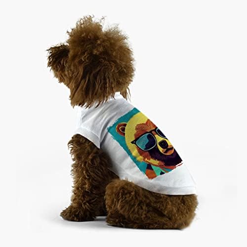 Camiseta de cachorro de arte hipster - camisa de cão de urso - roupas de cachorro gráfico - branco, l