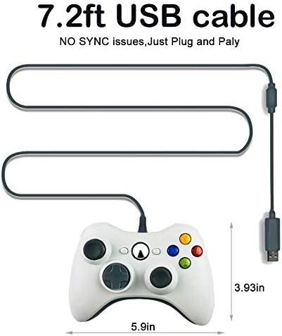 Controlador Reiso Xbox 360, 7,2 ft controlador USB Gamepad compatível com Microsoft Xbox 360 e Slim 360 PC Windows 7