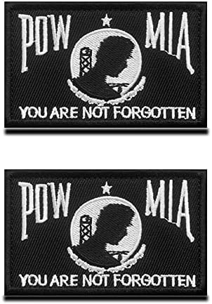 2 peças Pow mia você não é esquecido Ferro bordado em costura em emblema Patch tático Veterano Soldados Combate a