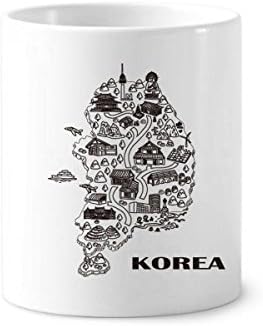 Mapa coreano Seul e Busan Toothbrush Pen Pen Canela Caneca Cema de Cerâmica Cup