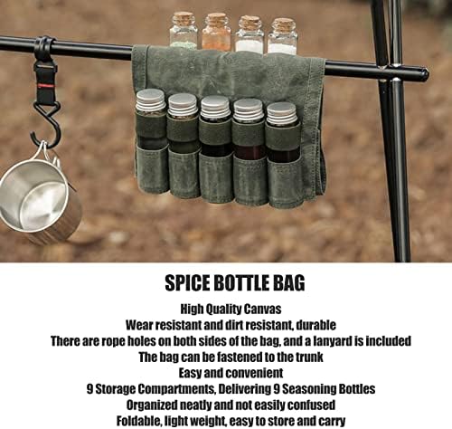 Bolsa de especiarias portáteis, bolsa de garrafa de tempero de acampamento, bolsa de garrafa de especiarias ao ar livre, bolsa de garrafa de especiar