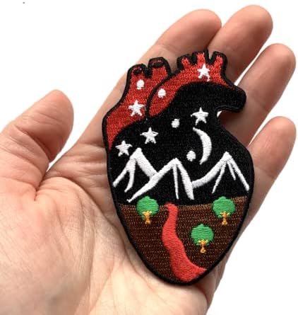 Glosstrick Heart Peace Iron em remendos - costura bordada em emblema - patch de apliques para jaquetas ou mochilas - adesivo