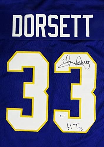 Tony Dorsett autografou Jersey de estilo Blue College com Heisman - Beckett W Auth R3