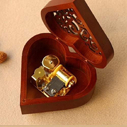 Caixa de música de madeira em forma de coração artesanal de Ylyajy para namorada, caixa de música, presente de aniversário, amante, presente do dia dos namorados