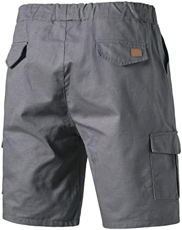 Shorts de trabalho para homens, shorts de carga casual masculinos na cintura elástica algodão de cordão