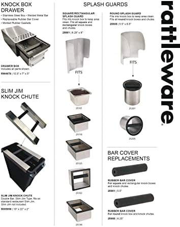 Rattleware Open Bottom Knock Box Chute - para casa, café, restaurante, hotel, escritório ou estabelecimento comercial - confiável por baristas em todo o mundo - aço inoxidável